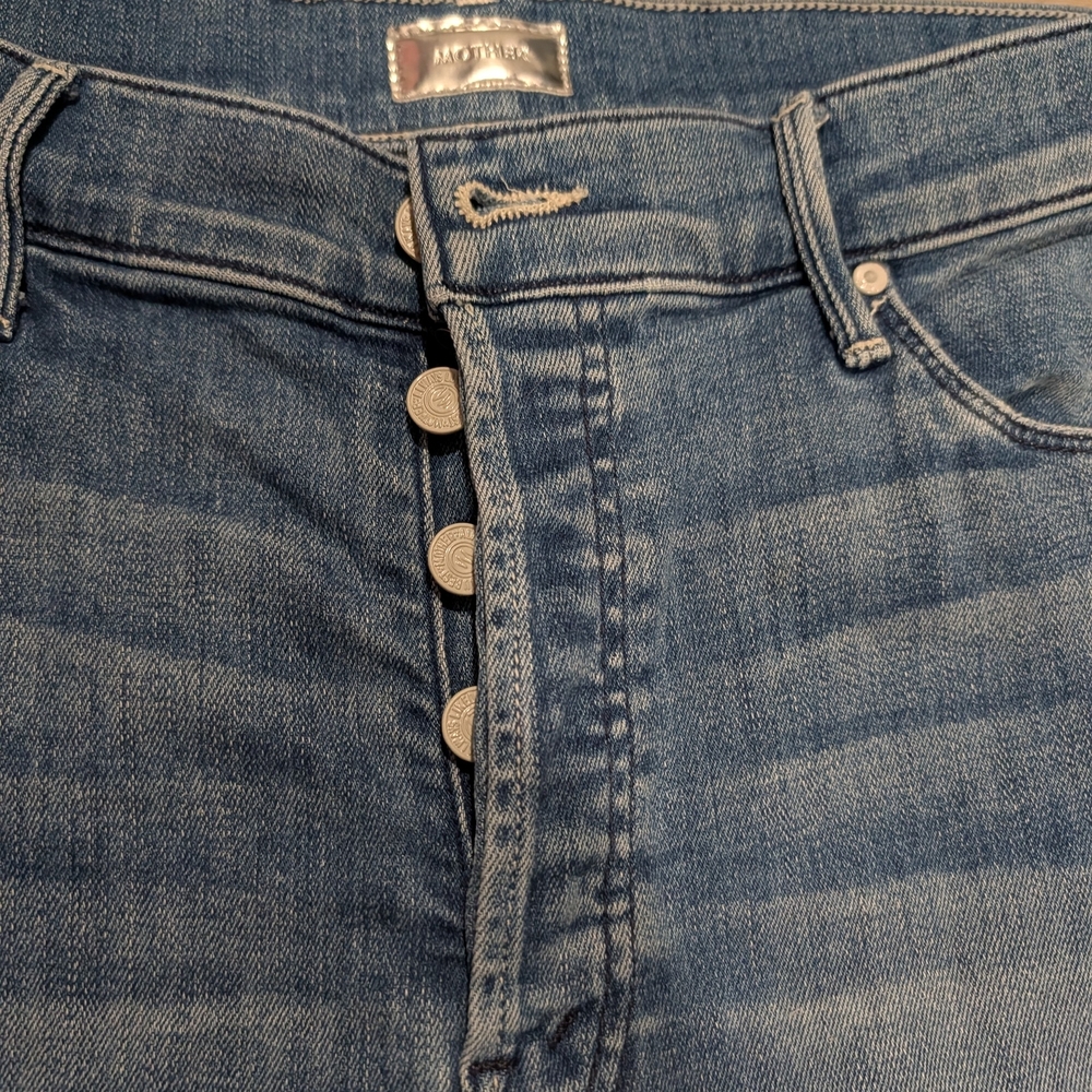 MOTHER Blue Button-Fly Jeans